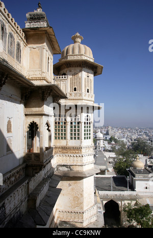 Partial view of the City Palace of Udaipur, home of the Maharaja of Udaipur, a museum and a luxury hotel, Rajasthan, India
