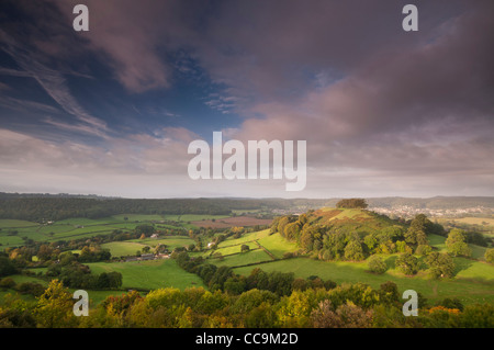 Downham Hill seen from Uley Bury in Uley, Gloucestershire, Cotswolds, UK Stock Photo