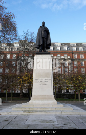 franklin delano roosevelt statue grosvenor square London England UK United kingdom Stock Photo