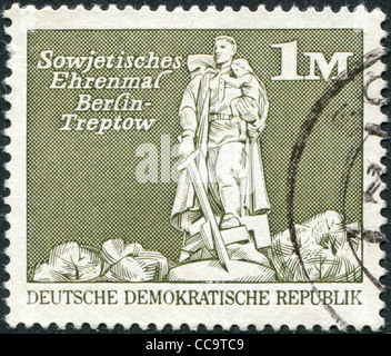 DDR - CIRCA 1973: A stamp printed in DDR, shows the Soviet War Memorial (Treptower Park), Berlin, circa 1973 Stock Photo