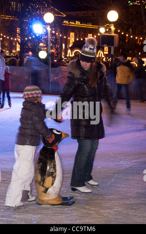 People ice-skating on the skating-rink “Winter Wonderland” in the city center of Stuttgart, Germany on December 10, 2011. Stock Photo