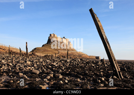 Lindisfarne Castle from the beach, Holy Island, north east England, UK Stock Photo