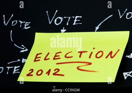 Elections text conception over black. Vote and election text Stock Photo