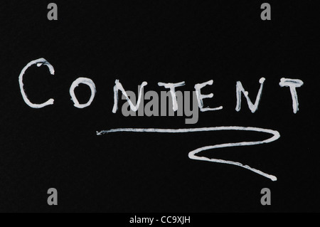 Content conception white text over black Stock Photo