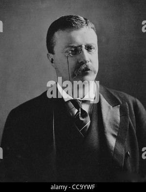 President Theodore Roosevelt, head-and-shoulders portrait, facing right, circa 1902 Stock Photo