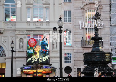 Statue of Anteros and Criterion Theatre, Piccadilly Circus, West End, City of Westminster, London, England, United Kingdom Stock Photo