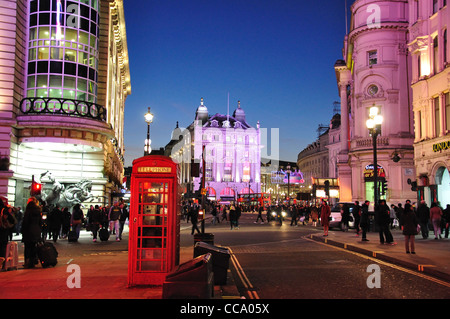 Piccadilly Circus at dusk, West End, City of Westminster, London, Greater London, England, United Kingdom Stock Photo