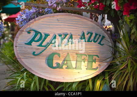 sign, Playa Azul Cafe, Santa Barbara, California, United States of America Stock Photo