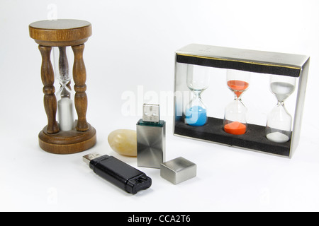 hourglass and USB flash drives Stock Photo