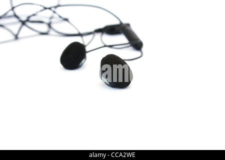 Earphones isolated on white background. Stock Photo