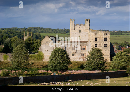 Ruins of Helmsley Castle seen from Duncombe Park Helmsley, North Riding, Yorkshire, England Stock Photo