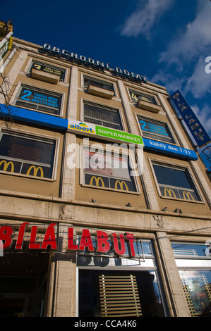 Obchodni Domy housing Bila Labut shopping centre Vaclavske namesti the Wenceslas Square central Prague Czech Republic Europe Stock Photo