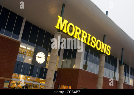 Exterior entrance of Morrisons supermarket in Wednesbury, West Midlands. Stock Photo