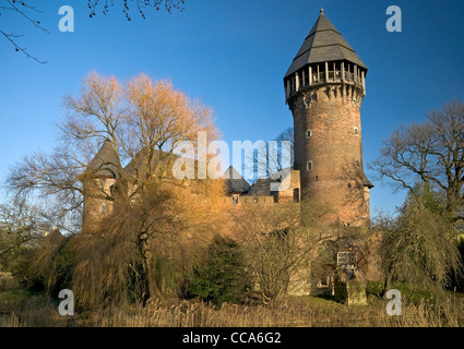 Burg Linn (Linn Castle) partially restored castle in Krefeld, North Rhine-Westphalia, Germany, Europe. Stock Photo