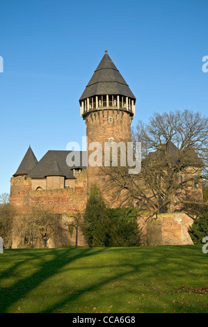 Burg Linn (Linn Castle) partially restored castle in Krefeld, North Rhine-Westphalia, Germany, Europe. Stock Photo