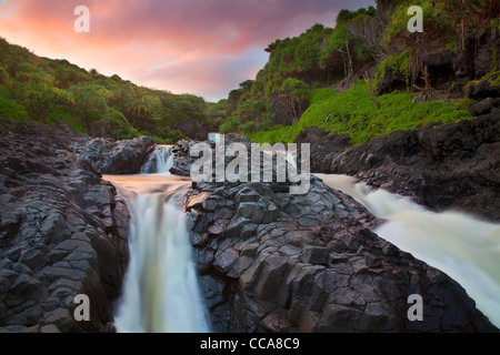Ohe'o Gulch - aka Seven Sacred Pools, Haleakala National Park, near Hana, Maui, Hawaii. Stock Photo