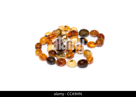 Necklace of amber beads of various kinds Stock Photo