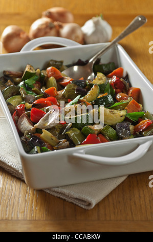 Roast vegetables with herbs and garlic Stock Photo