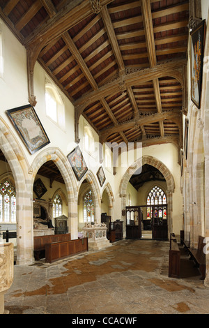 Interior of the nave of the Church of St Nicholas, Stanford-on-Avon, Northamptonshire Stock Photo
