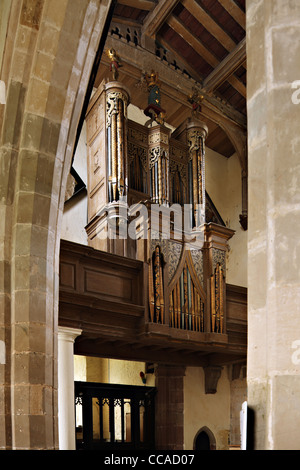 17th century organ, Church of St Nicholas, Stanford-on-Avon, Northamptonshire Stock Photo
