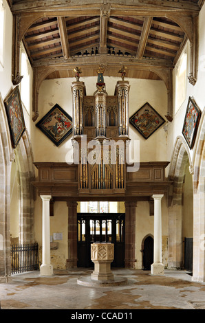 17th century organ, Church of St Nicholas, Stanford-on-Avon, Northamptonshire Stock Photo