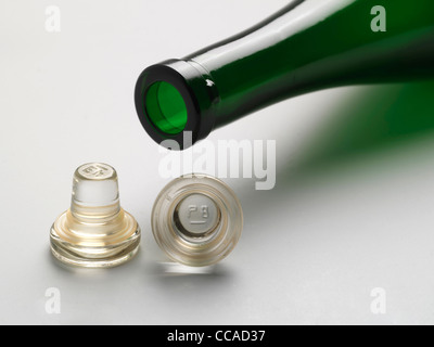 Glass wine bottle stopper, which replaces the traditional cork Stock Photo
