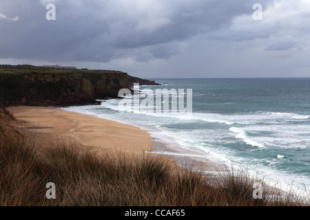 Deserted beach at Praia das Bicas, Aldeia do Meco, close to Sesimbra in Portugal. Stock Photo