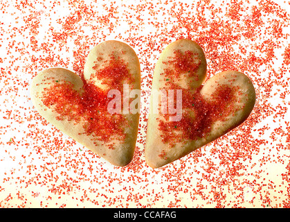 heart shaped cookies Stock Photo