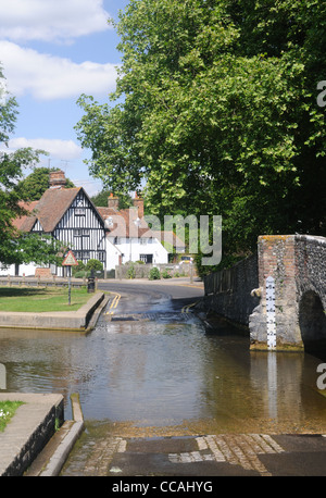 The ford across the River Darent in the picturesque village of Eynsford, Kent, England Stock Photo