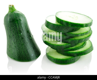 sliced cucumber on white background Stock Photo