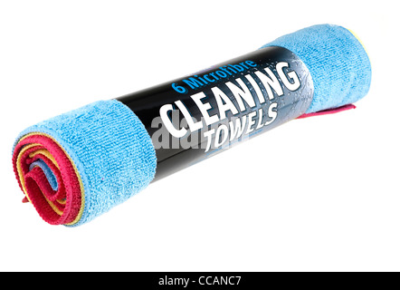 Roll of six coloured microfibre cloths Stock Photo