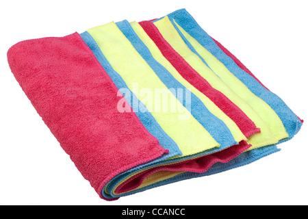 Pile of six coloured microfibre cloths Stock Photo