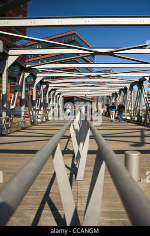 View of a bridge at the Magellan-Terraces in the new Hafencity in Hamburg, Germany. Stock Photo