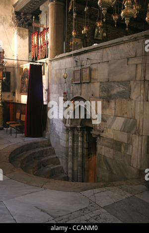 Entrance to the Grotto of the Nativity, Bethlehem Stock Photo