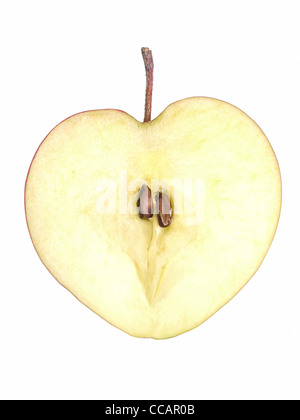 Apple half in heart form isolated on white background Stock Photo