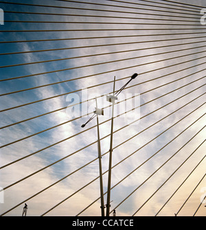 Modern architecture of the Seri Wawasan Bridge in Putrajaya near Kuala Lumpur in Malaysia in Far East Southeast Asia. Design Beautiful Art Travel Stock Photo