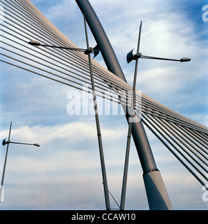 Modern architecture of the Seri Wawasan Bridge in Putrajaya near Kuala Lumpur in Malaysia in Far East Southeast Asia. Design Beautiful Art Travel Stock Photo