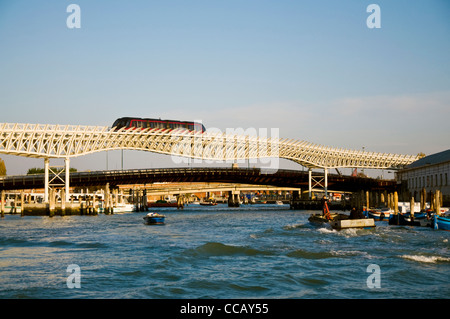 Shuttle train connecting Tronchetto with the harbour and Piazzale Roma Stock Photo