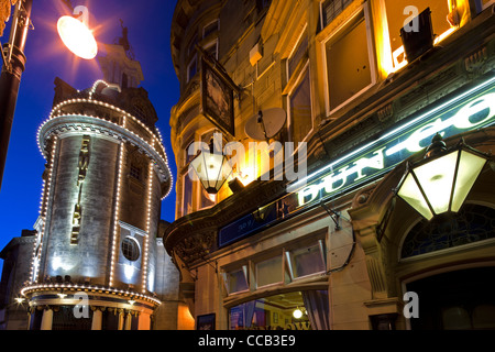 A dusk shot of Sunderland Empire Theatre illuminated, Sunderland, Tyne and Wear Stock Photo