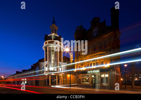 A dusk shot of Sunderland Empire Theatre illuminated, Sunderland, Tyne and Wear Stock Photo