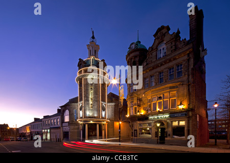 A dusk shot of Sunderland Empire Theatre illuminated, Sunderland, Tyne and Wear Stock Photo