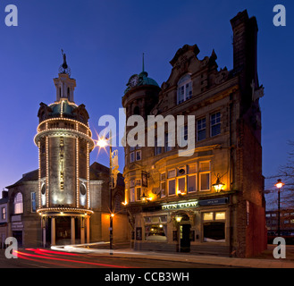 A dusk shot of Sunderland Empire Theatre illuminated, Sunderland, Tyne and Wear Stock Photo