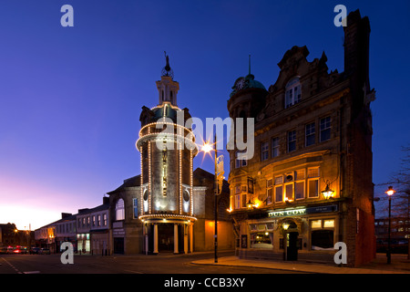 A dusk shot of Sunderland Empire Theatre illuminated, Sunderland, Tyne and Wear Stock Photo