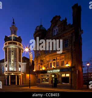 A dusk shot of Sunderland Empire Theatre illuminated, Sunderland, Tyne and Wear Stock Photo