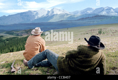 BROKEBACK MOUNTAIN  2005 Albert Film Entertainment/Focus features film with Heath Ledger at left and Jake Gyllenhaal Stock Photo