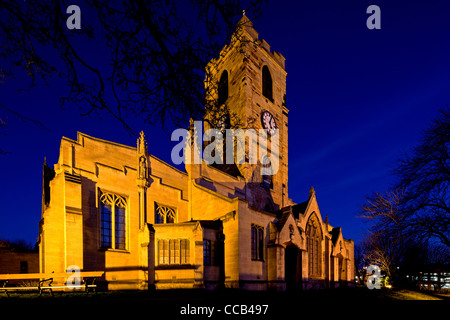 Sunderland Minster illuminated at dusk, Sunderland, Tyne and Wear Stock ...