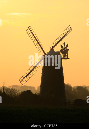 The windmill at Burnham Overy Staithe in North Norfolk. Stock Photo