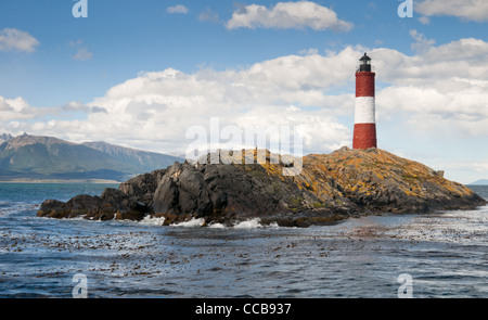 Les Eclaireurs Lighthouse in Beagle Channel, tierra del fuego, Stock Photo