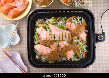 Chanchan-yaki on Hot Plate Stock Photo