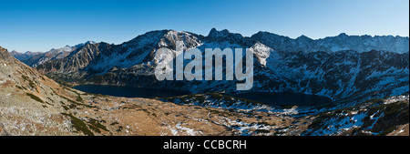 Panoramic view of Five Lakes Valley, Tatra mountains, Poland